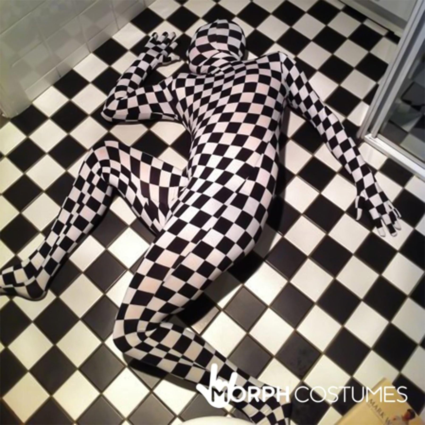 Black and White Checkered Adult Costume Morphsuit