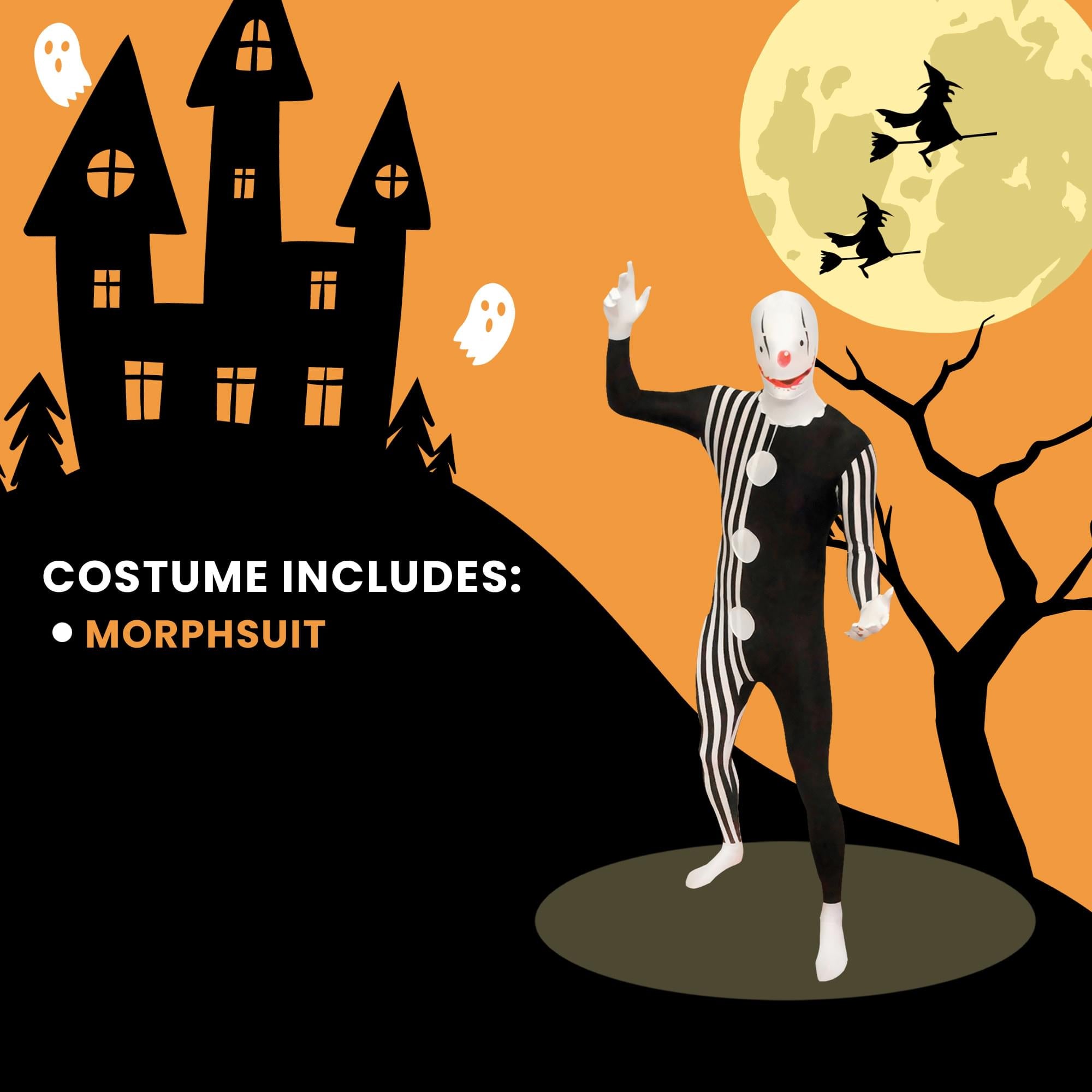 Killer Clown Black Adult Costume Morphsuit