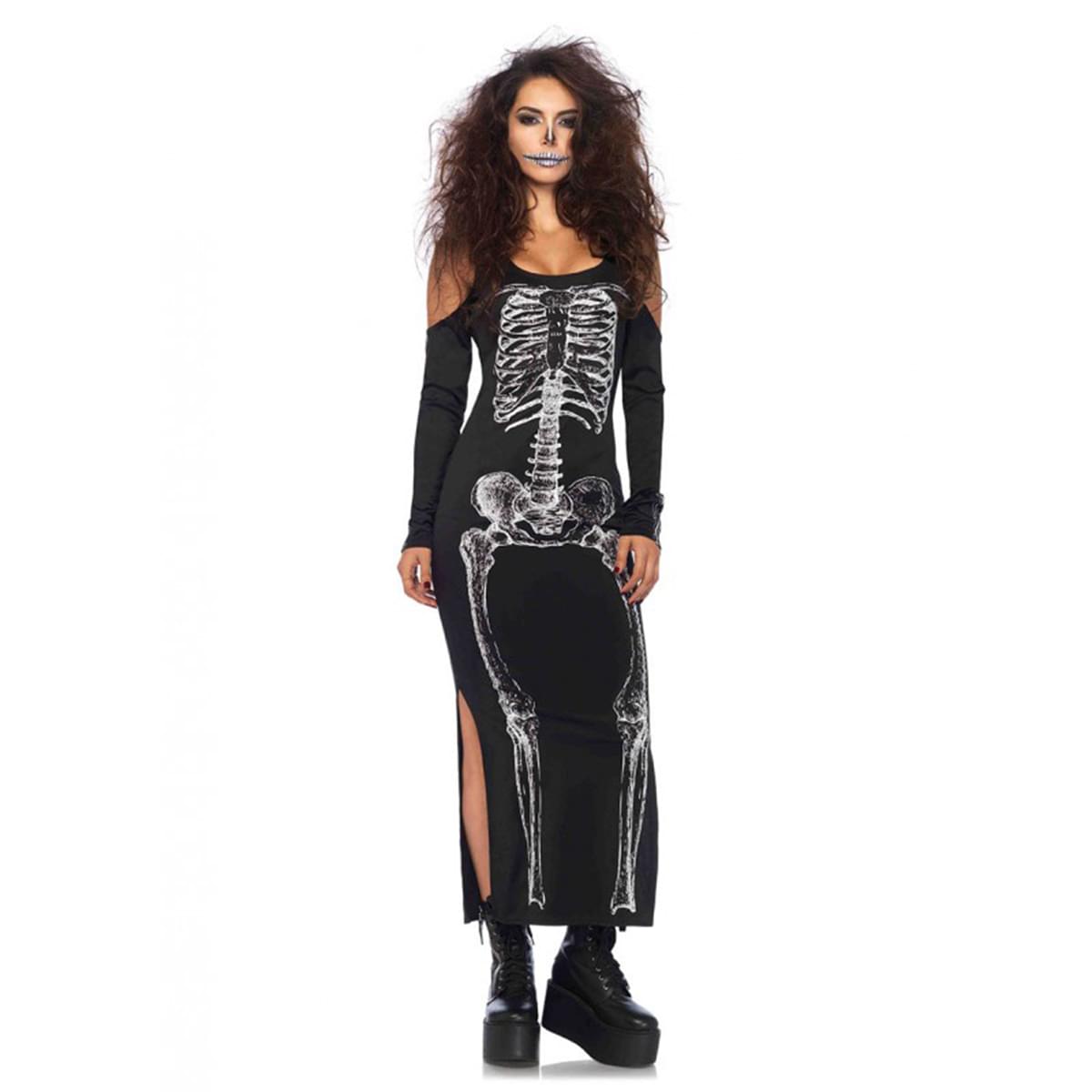 Side Slit Skeleton Cold Shoulder Dress