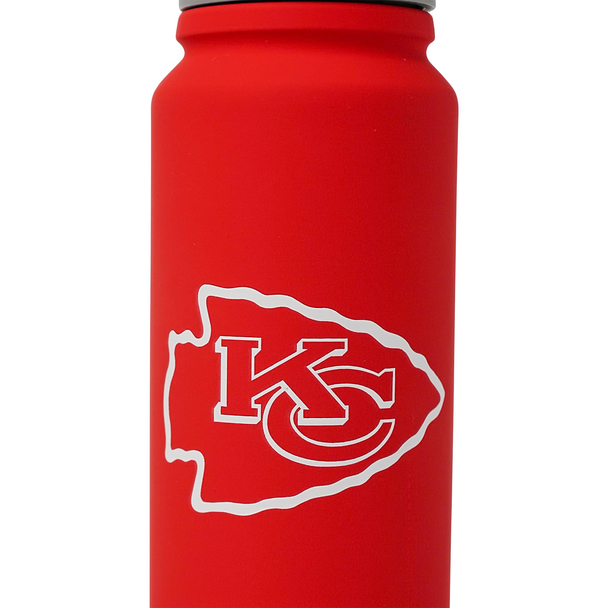 Kansas City Chiefs Logo 25-Ounce Stainless Steel Flip-Top NFL Water Bottle