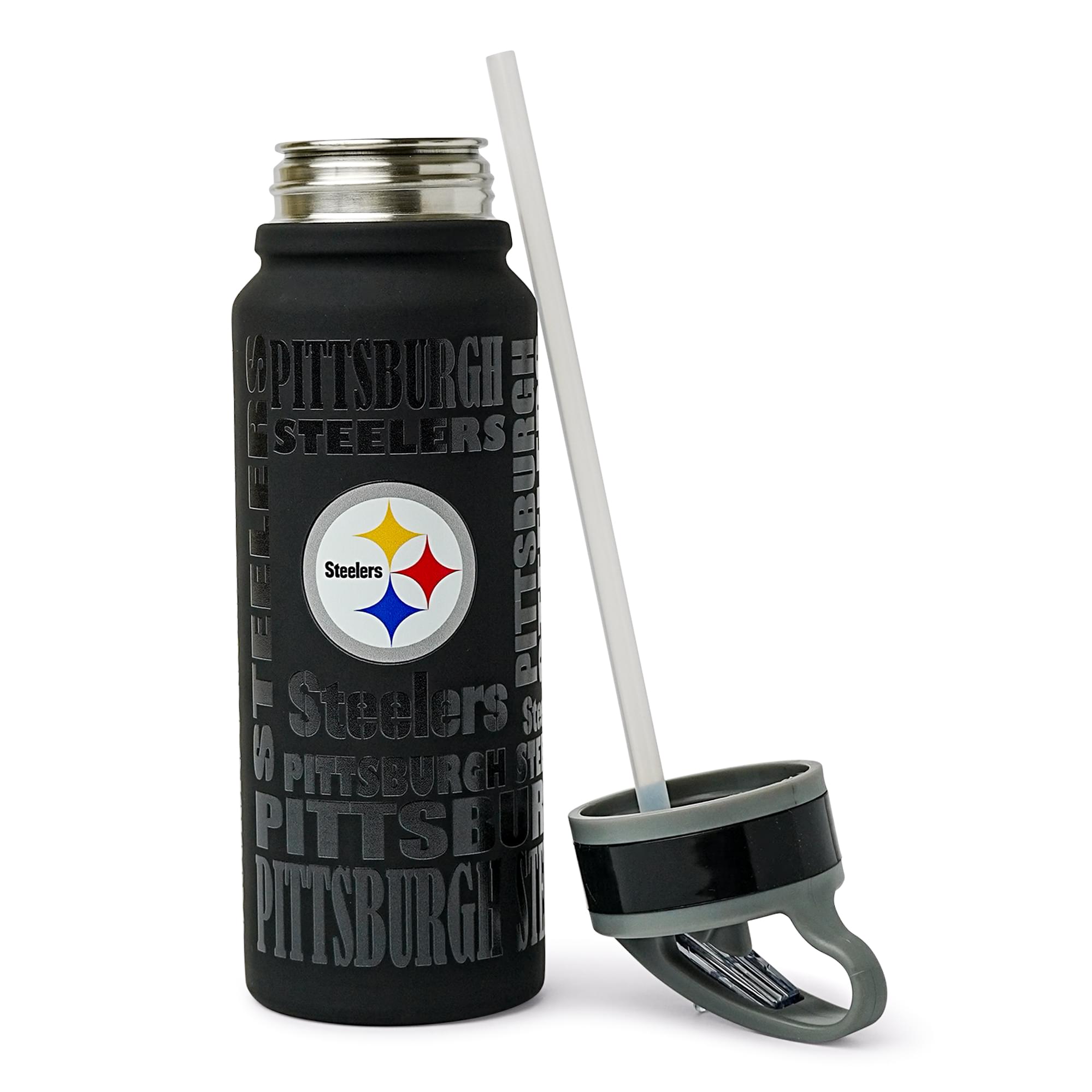 Pittsburgh Steelers Replay 25-Ounce Stainless Steel Flip-Top NFL Water Bottle