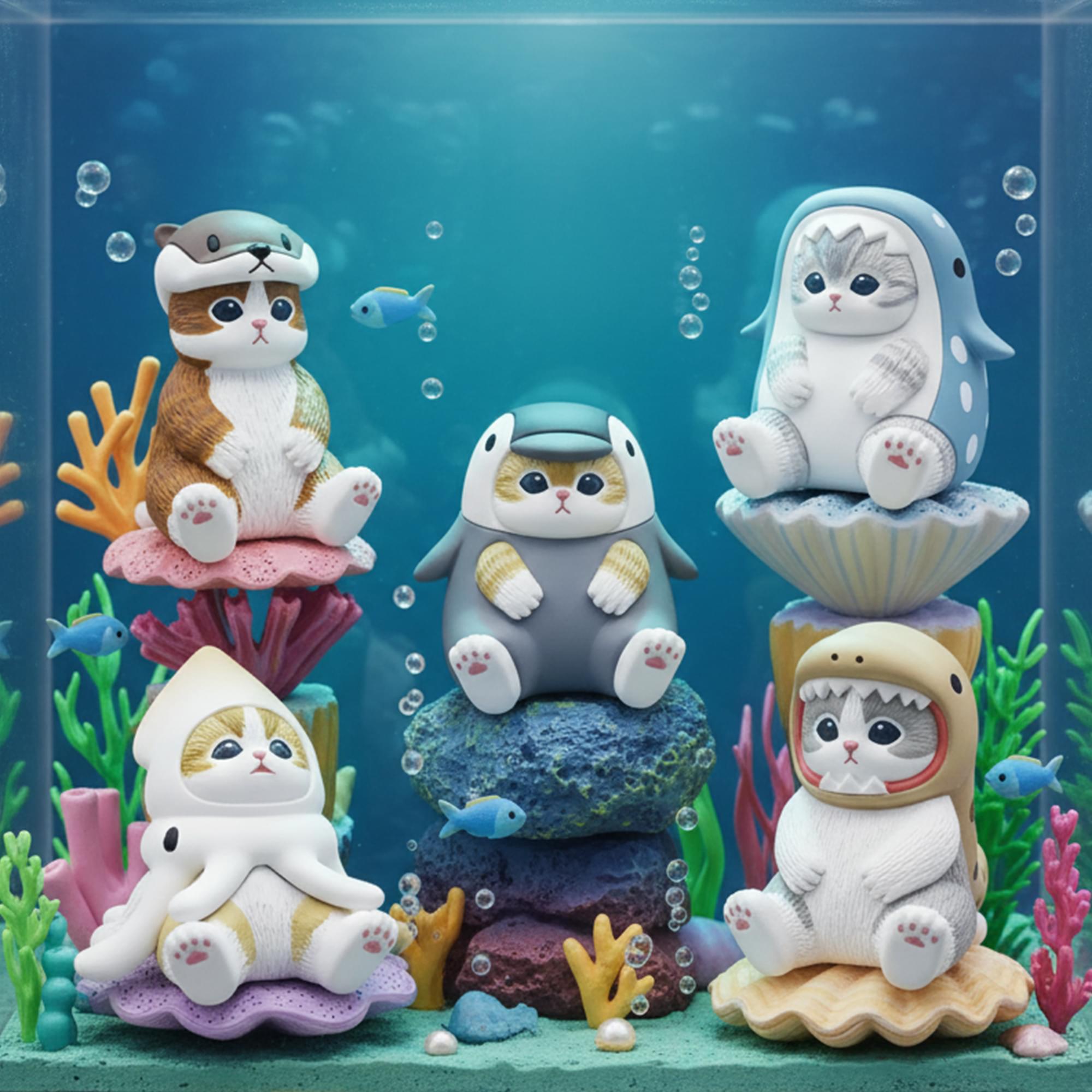 Sitting Aquarium Cats Blind Box Mini Figure | One Random