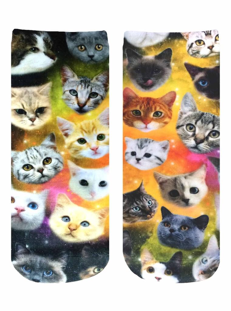 Living Royal Photo Print Ankle Socks: Galaxy Kitty
