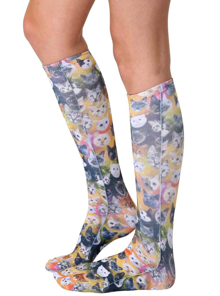 Living Royal Photo Print Knee High Socks: Galaxy Kitty