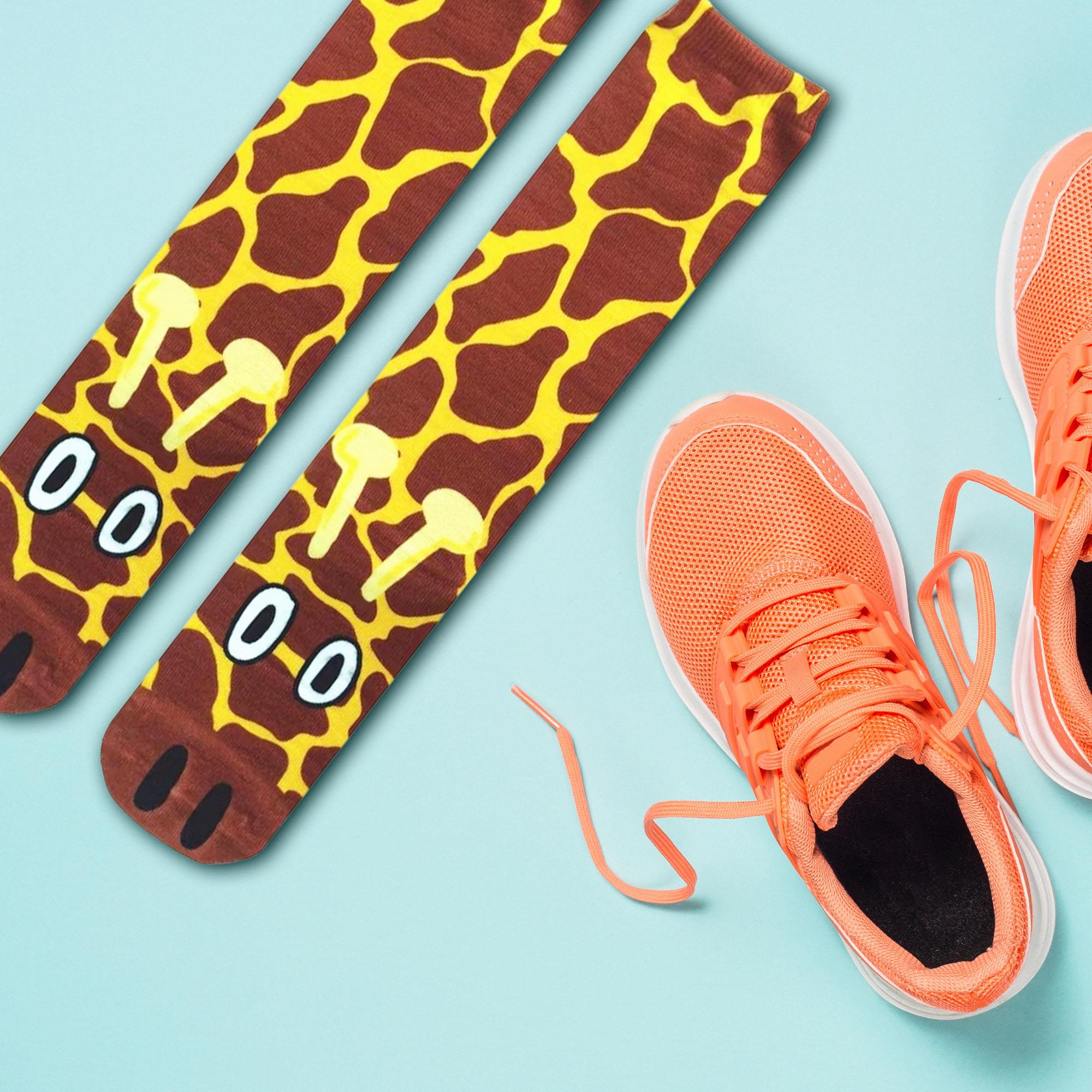 Giraffe Photo Print Knee High Socks