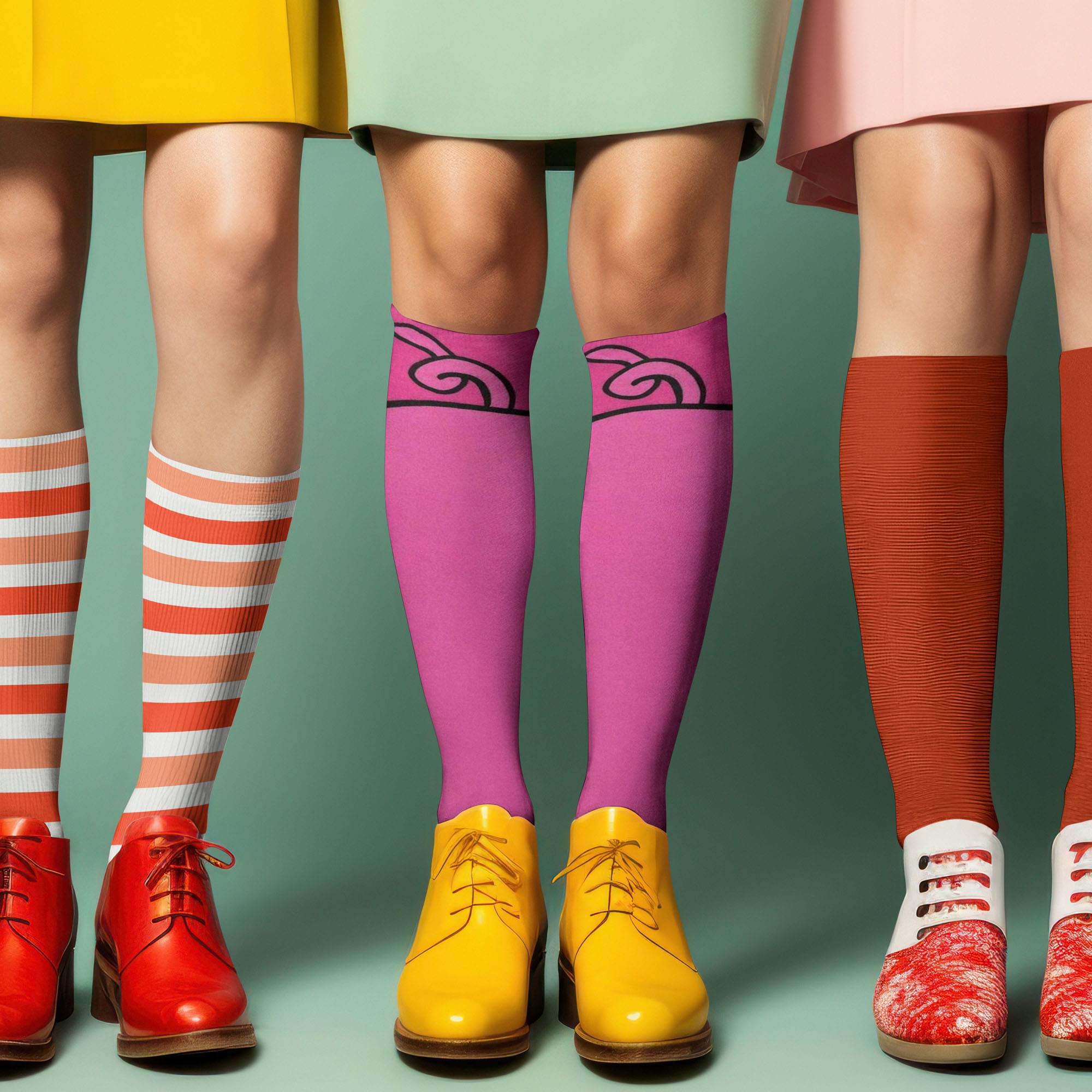 Pig Photo Print Knee High Socks