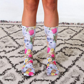 Easter Bunnies Photo Print Crew Socks