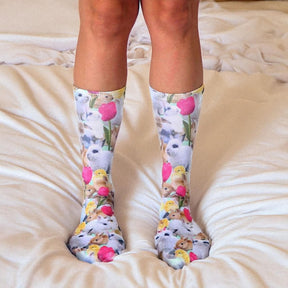 Easter Bunnies Photo Print Crew Socks