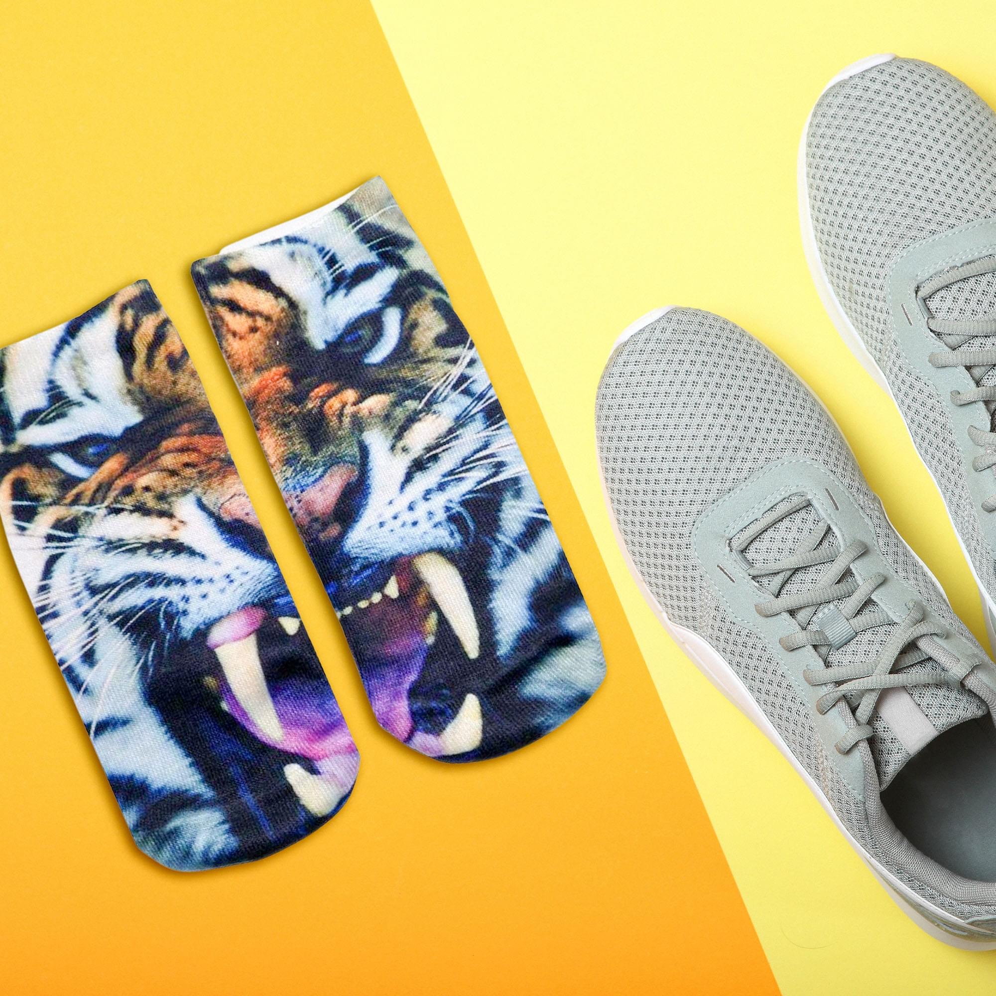 Tiger Photo Print Ankle Socks