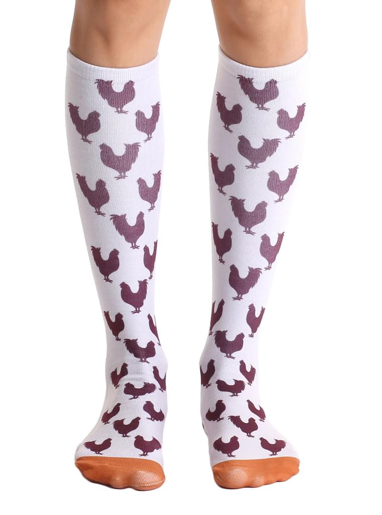 Living Royal Photo Print Knee High Socks: Chicken
