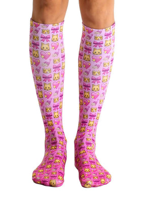 Living Royal Photo Print Knee High Socks: Girly Emoji