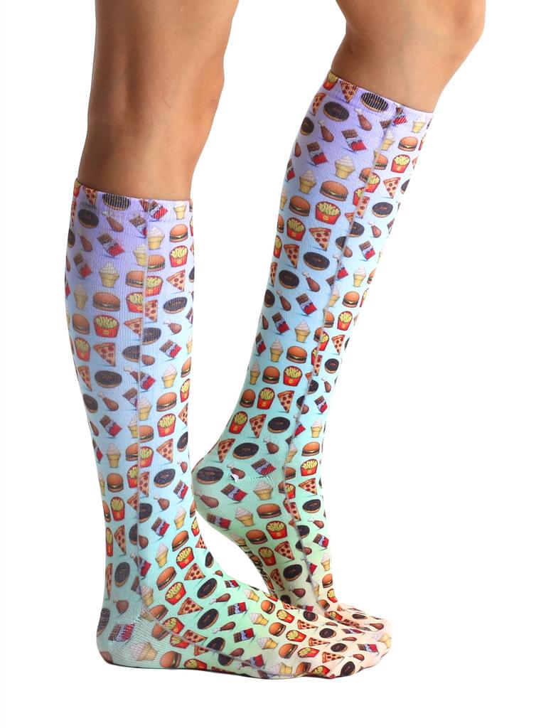 Living Royal Photo Print Knee High Socks: Food Emoji