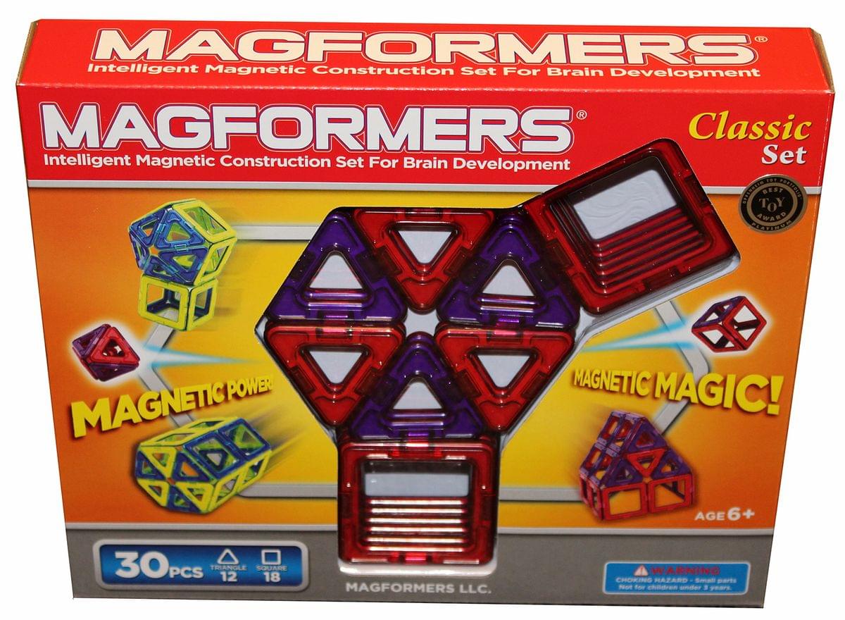Magformers Classic 30-Piece Magnetic Construction Set (Red & Purple)