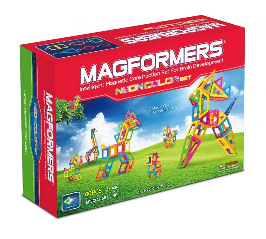 Magformers Neon Color Magnetic Construction 60-Piece Set