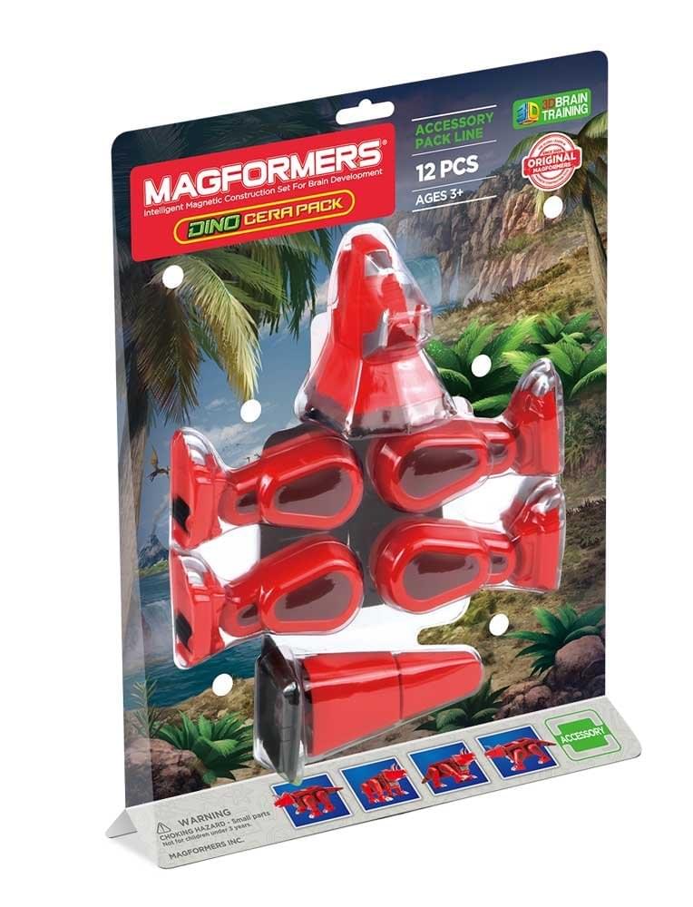 Magformers 12-Piece Dino Cera Accessory Pack, Red