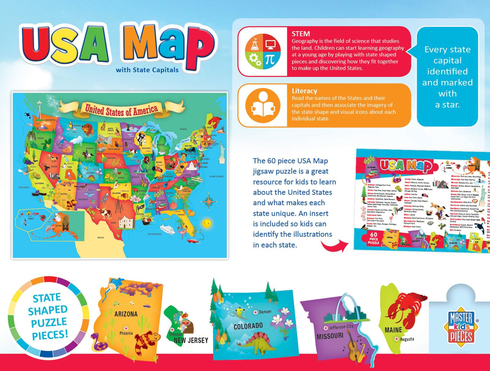 Educational USA Map 60 Piece Jigsaw Puzzle