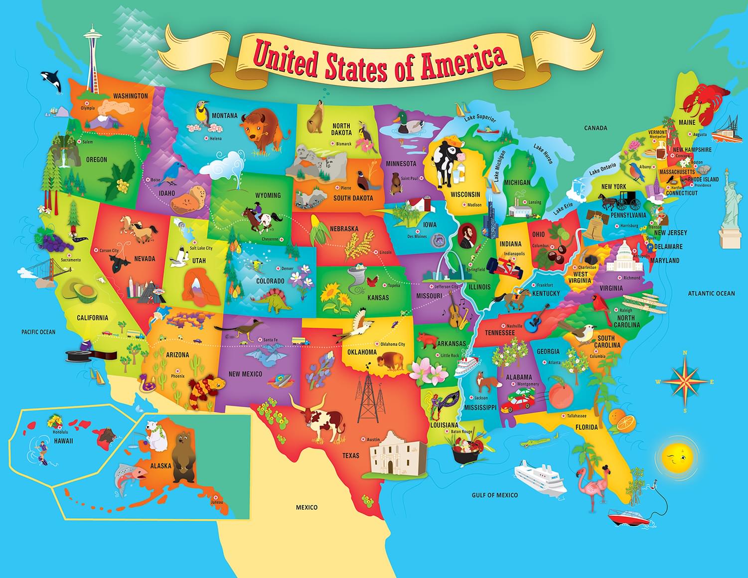 Educational USA Map 60 Piece Jigsaw Puzzle