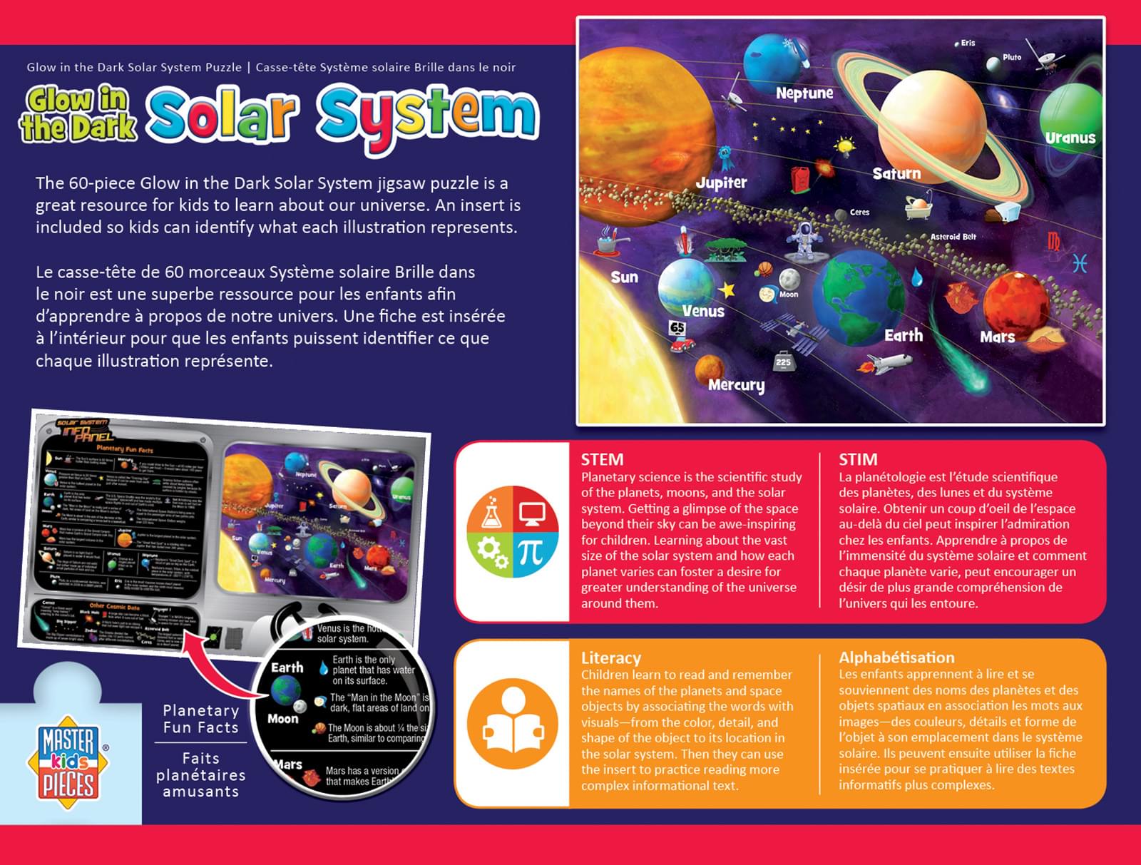 Educational Solar System 60 Piece Glow In The Dark Jigsaw Puzzle