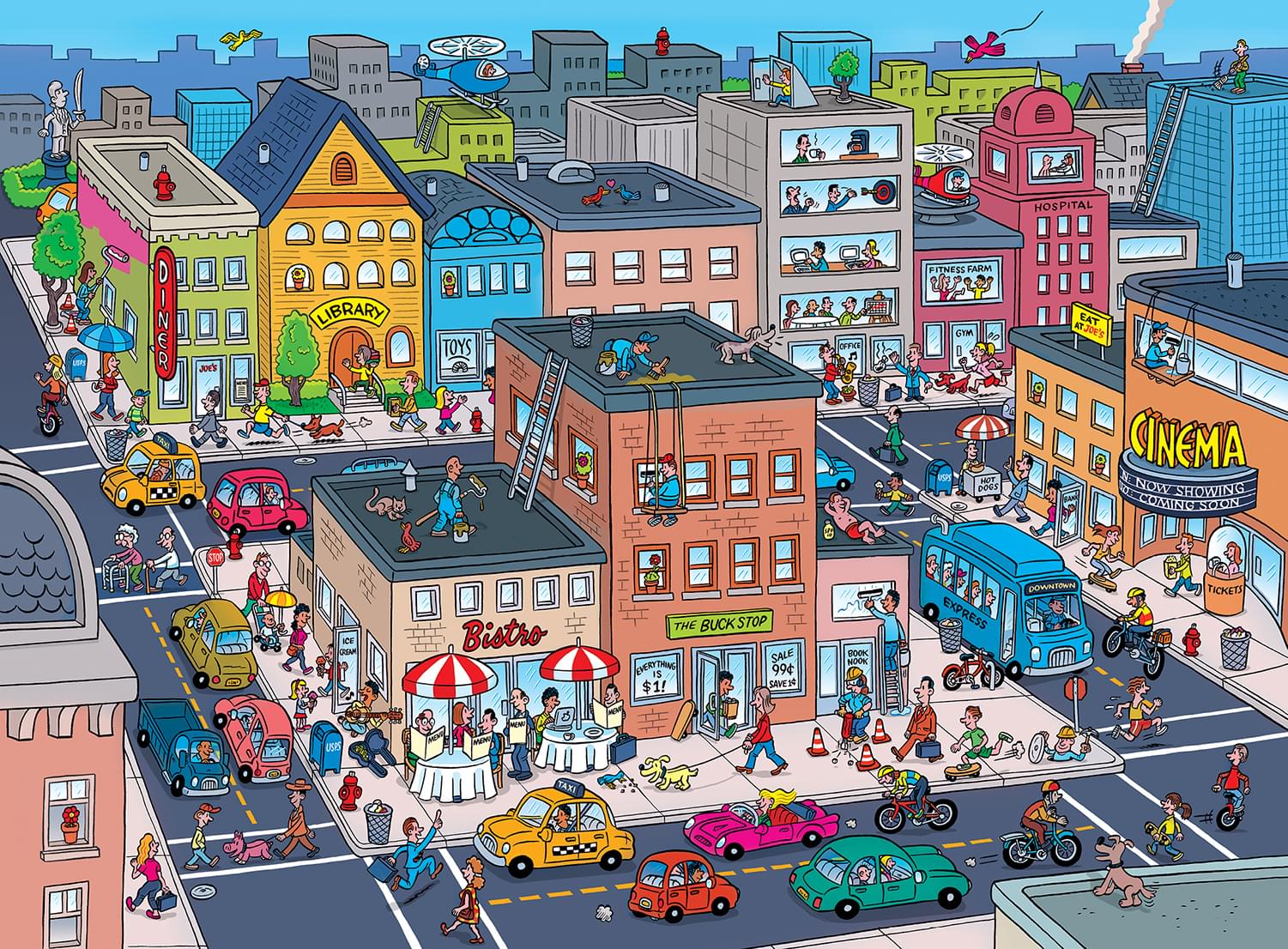 Things to Spot In Town 101 Piece Jigsaw Puzzle