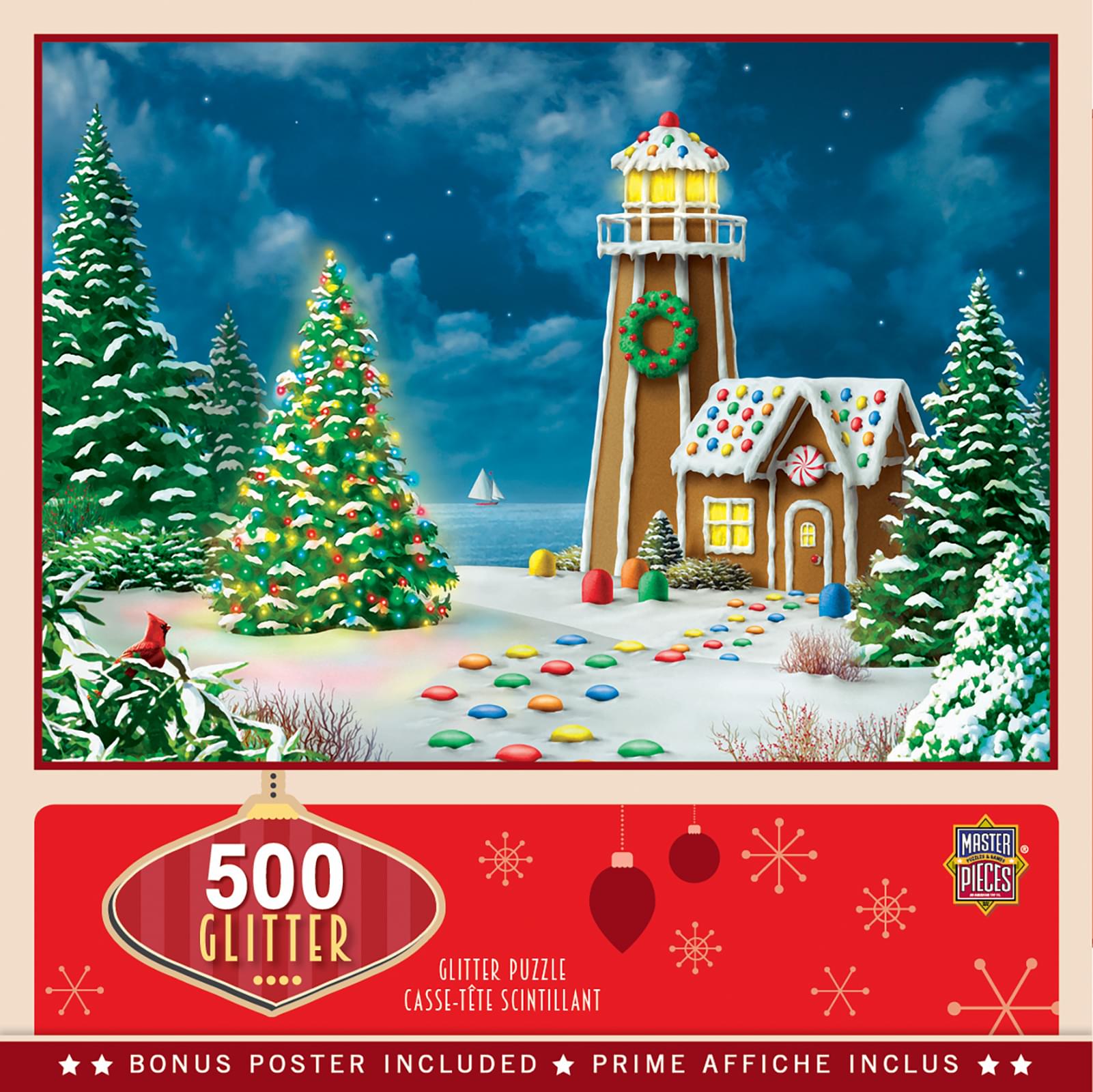 Gingerbread Lighthouse 500 Piece Glitter Jigsaw Puzzle
