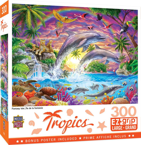 [ジャンク]ワールドイーター　インファイトリーセット Fantasy Isle Dolphins 300 Piece Large EZ Grip Jigsaw Puzzle | Free Shi