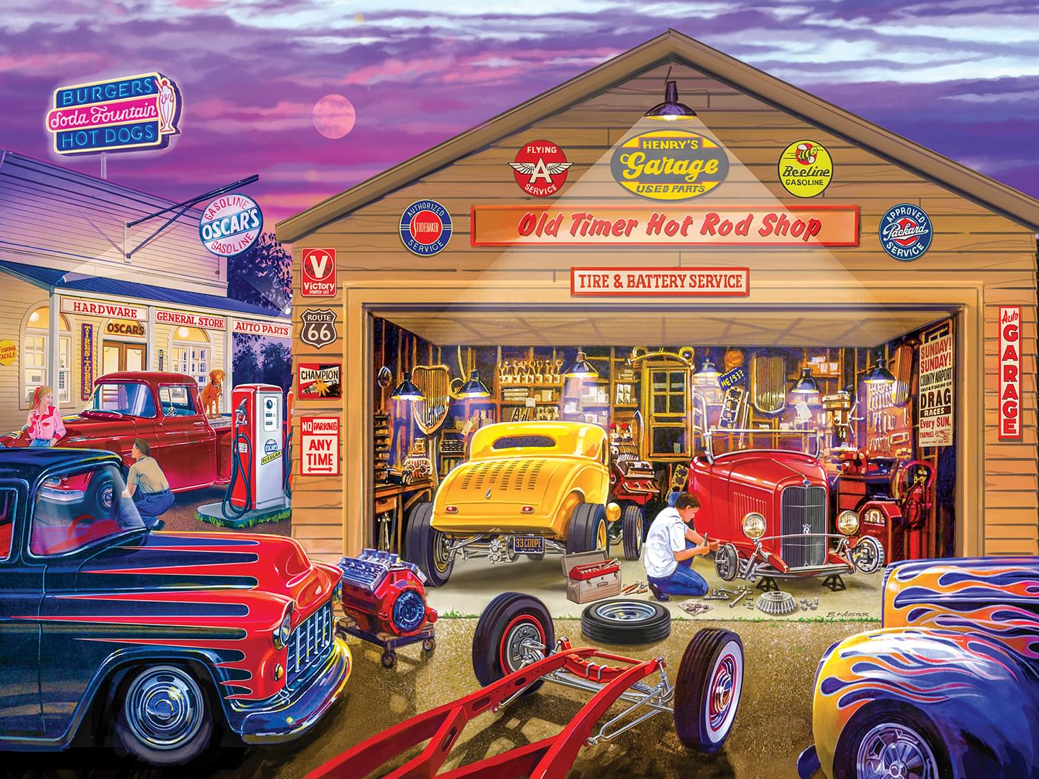 Old Timers Hot Rods 750 Piece Jigsaw Puzzle