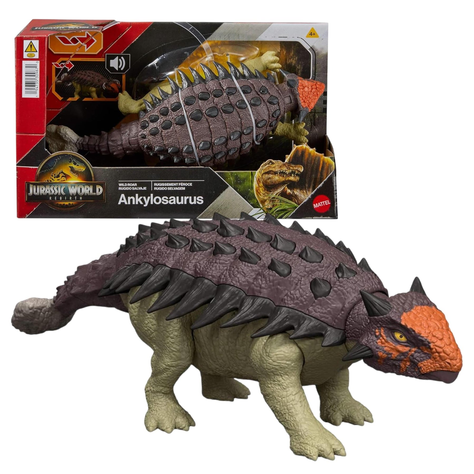 Jurassic World Rebirth Wild Roar Ankylosaurus Interactive Dinosaur Figure