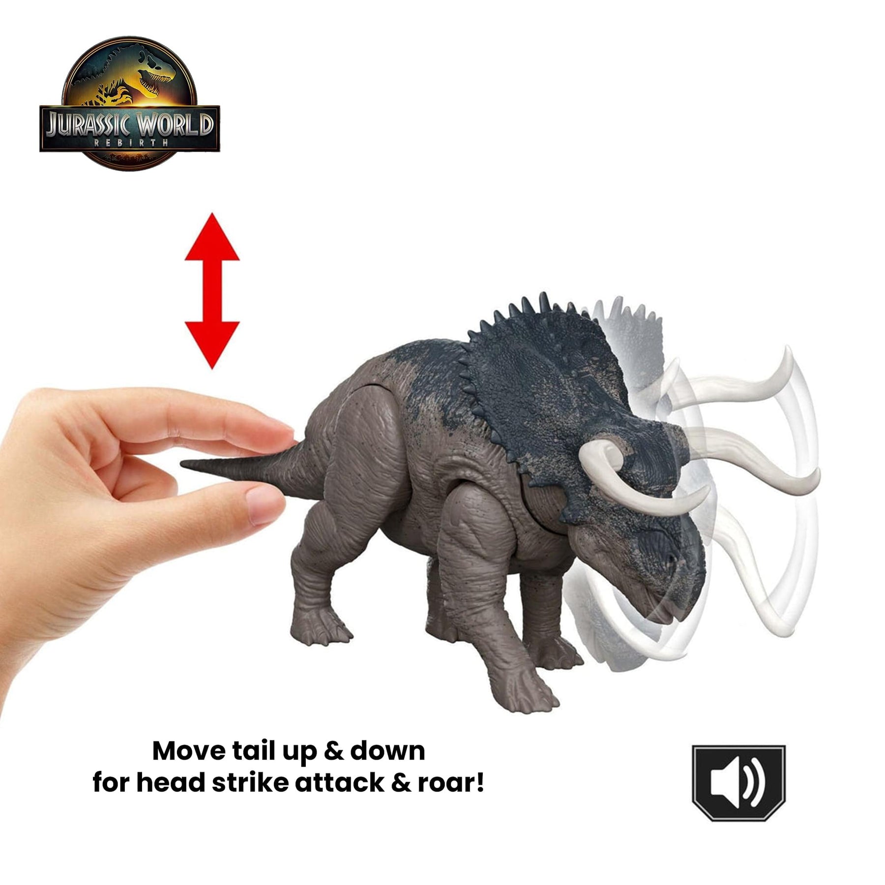 Jurassic World Rebirth Wild Roar Nasutoceratops Interactive Dinosaur Figure