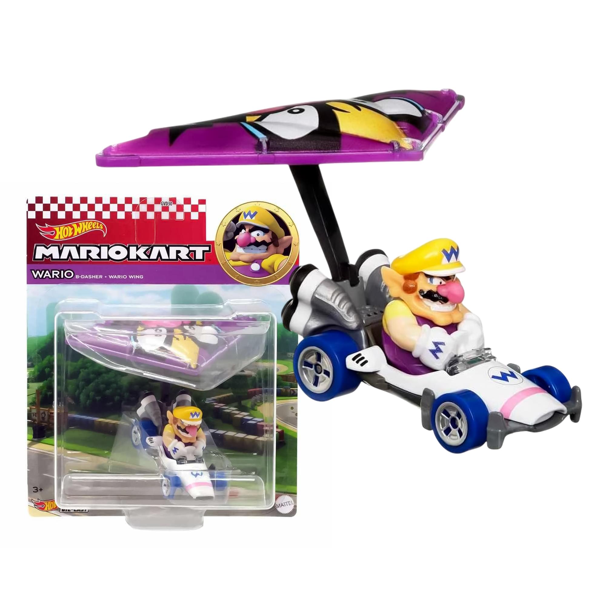 Hot Wheels 1:64 Scale Mario Kart | Wario B-Dasher + Wario Wing