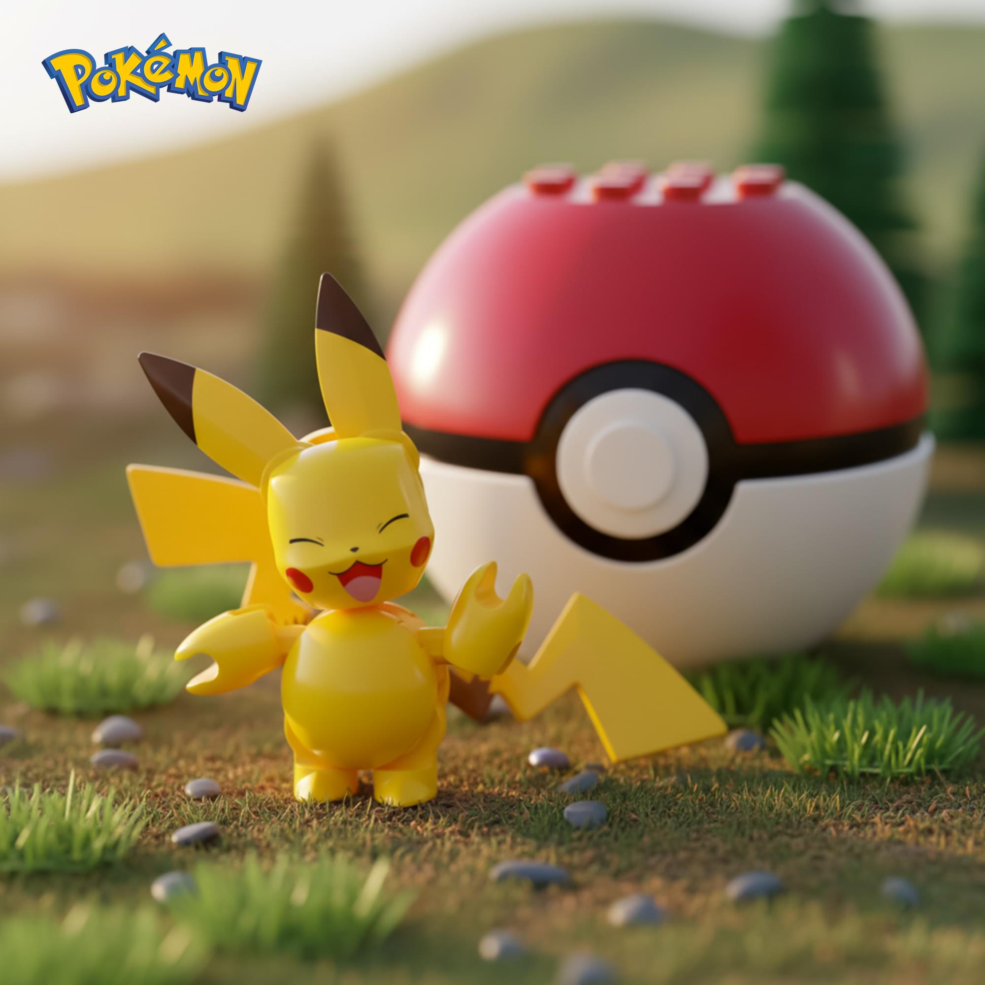 Pokemon Mega Construx Poke Ball 16-Piece Building Set | Pikachu