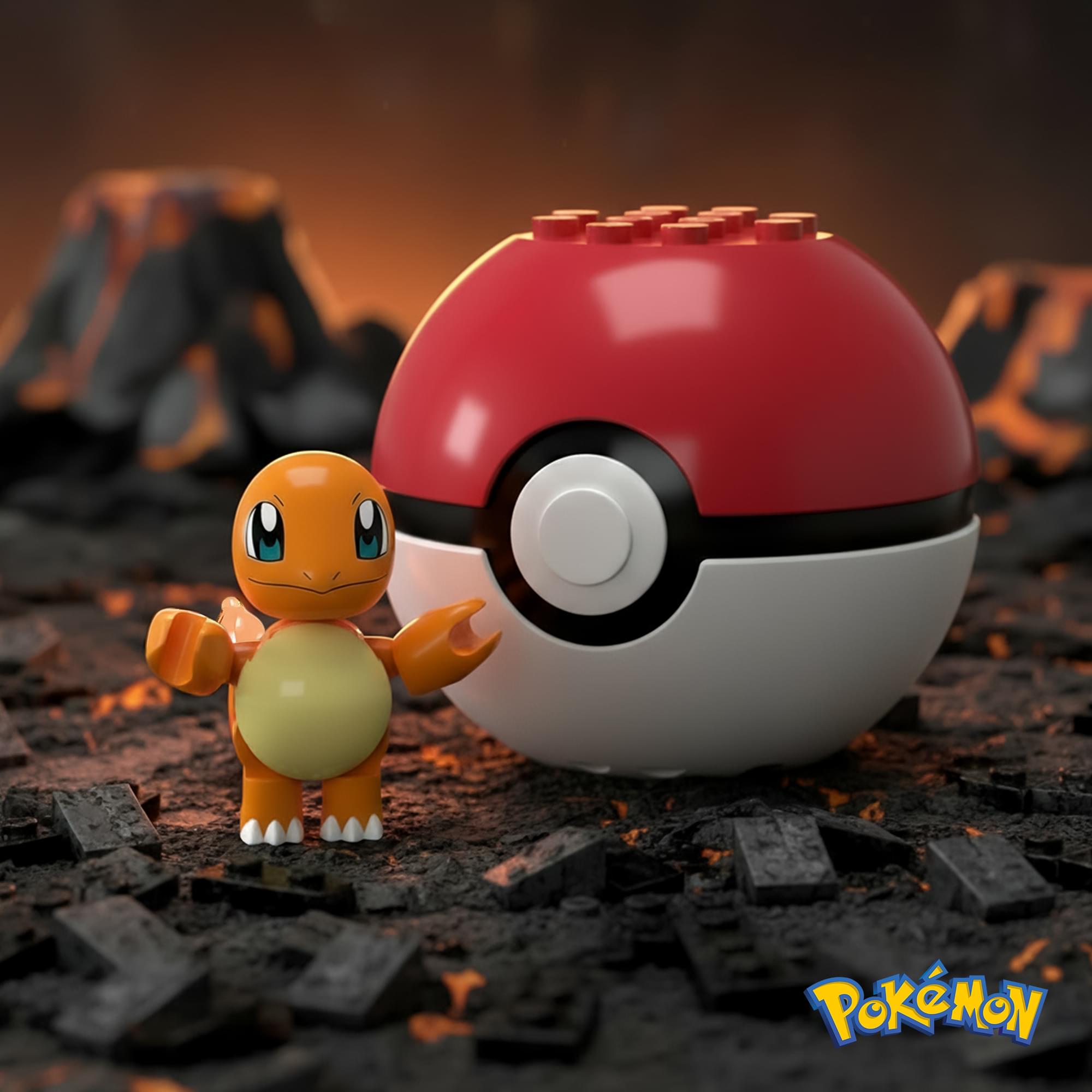 Pokemon Mega Construx Poke Ball 16-Piece Building Set | Charmander