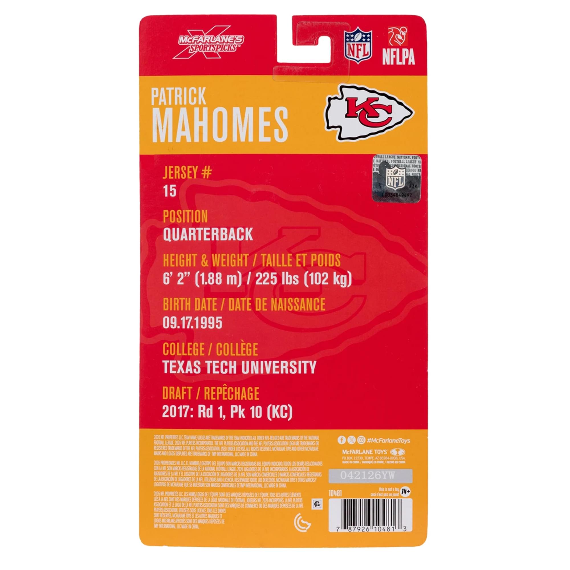 Patrick Mahomes (Kansas City Chiefs) NFL McFarlane SportsPicks 6-Inch Figure