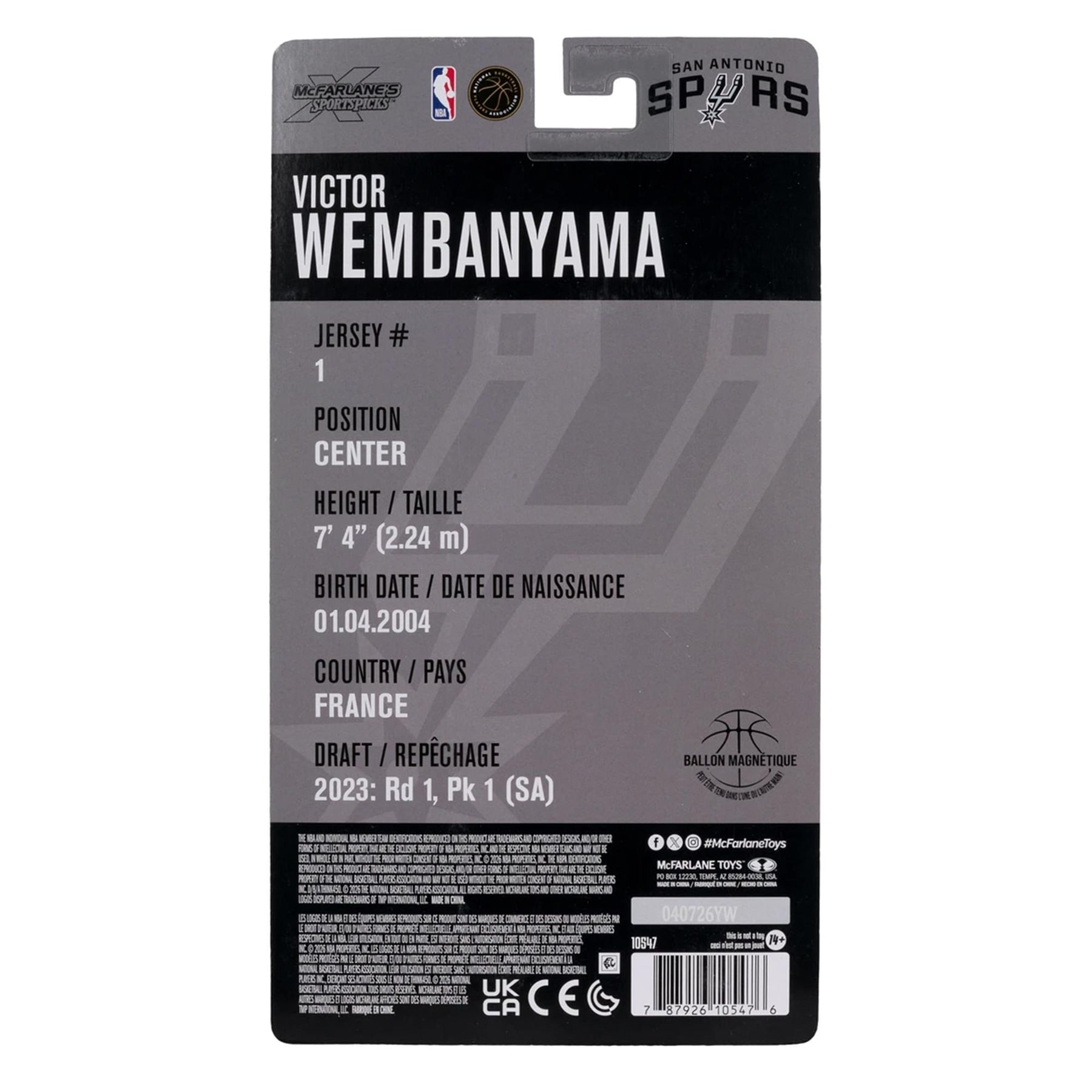 Victor Wembanyama (San Antonio Spurs) NBA McFarlane SportsPicks 6-Inch Figure