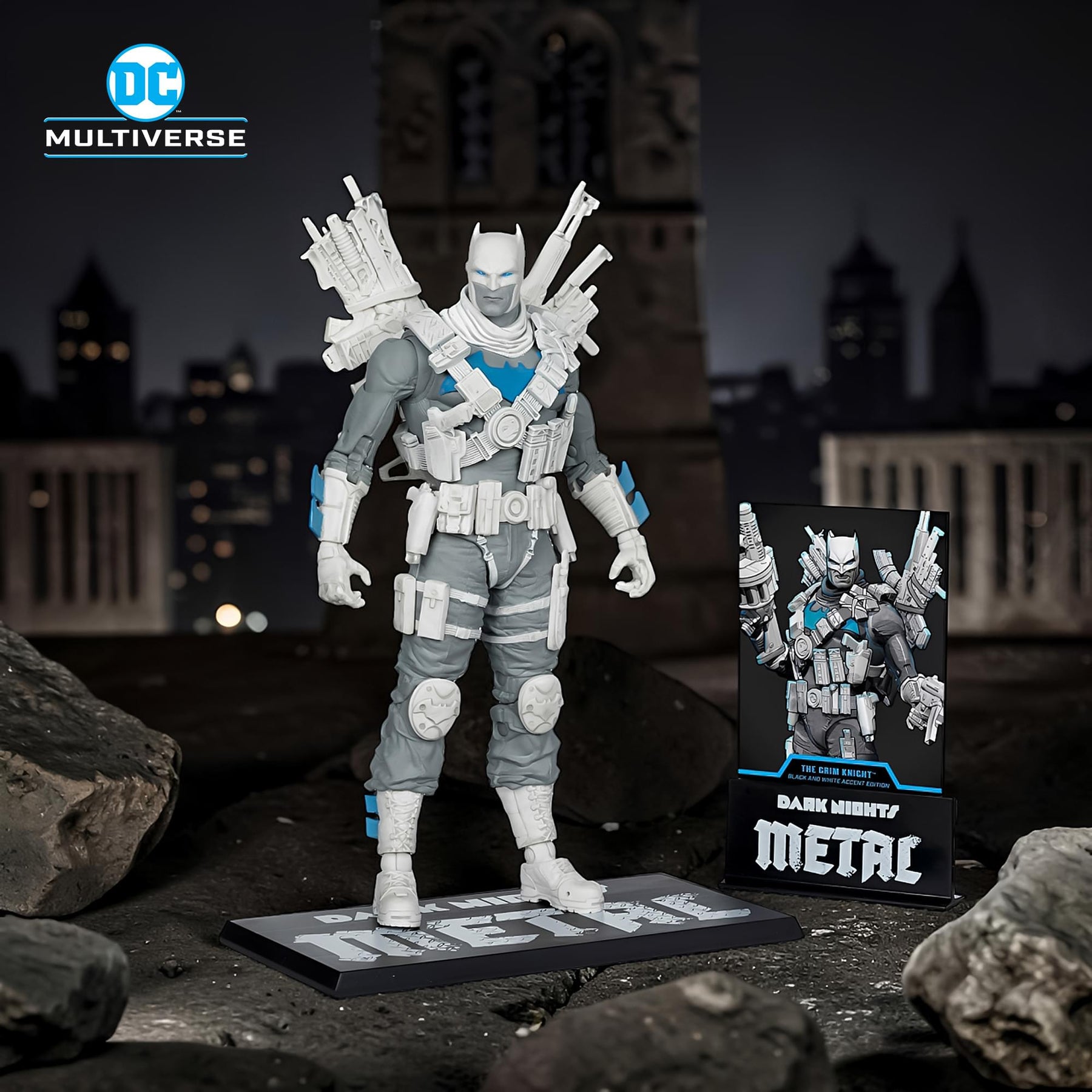 DC Multiverse Dark Nights: Metal Figure | The Grim Knight BW Accent Edition