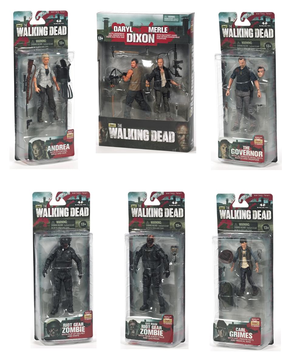 The Walking Dead TV 4 Action Figure Set Of 7 with Daryl and Merle Dixon