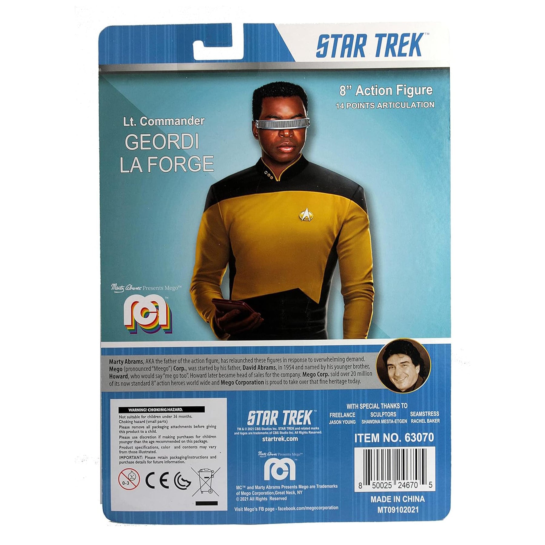 Mego Star Trek TNG Laforge 8 Inch Action Figure