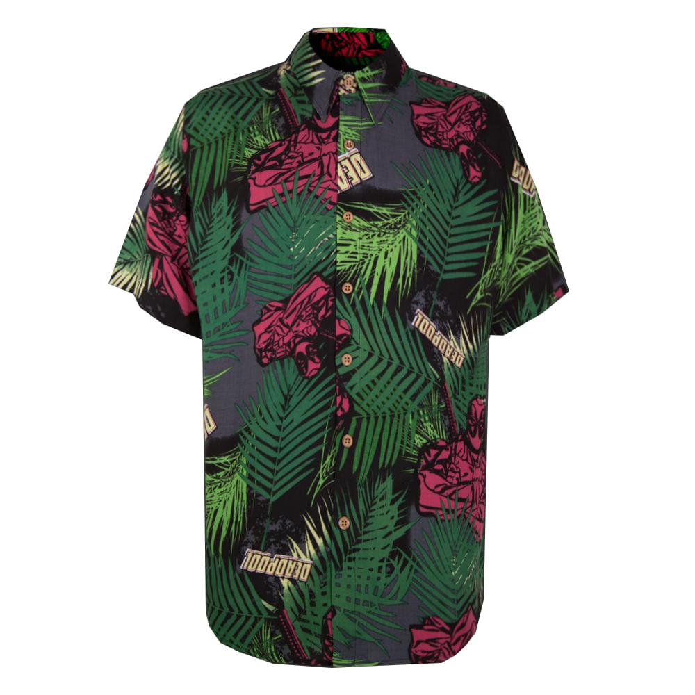 Deadpool Tropical Men's Button Up Shirt