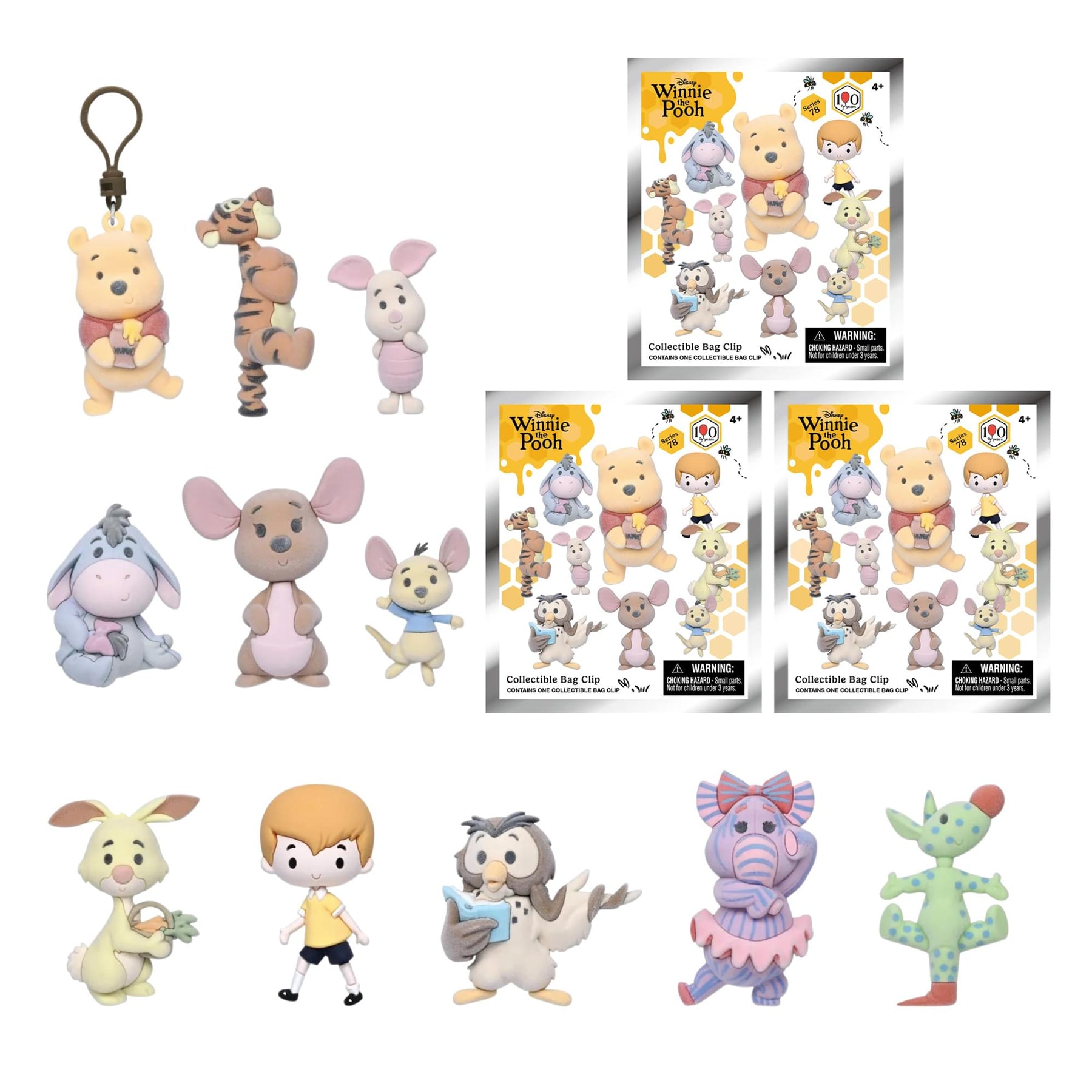 Disney Series 78 Winnie The Pooh Blind Bag 3D Foam Bag Clips | 3 Random