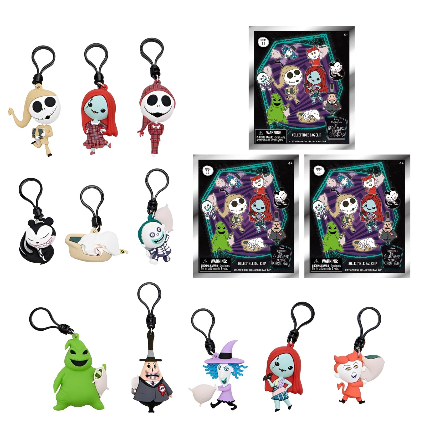 The Nightmare Before Christmas Series 11 Blind Bag 3D Foam Bag Clip | 3 Random