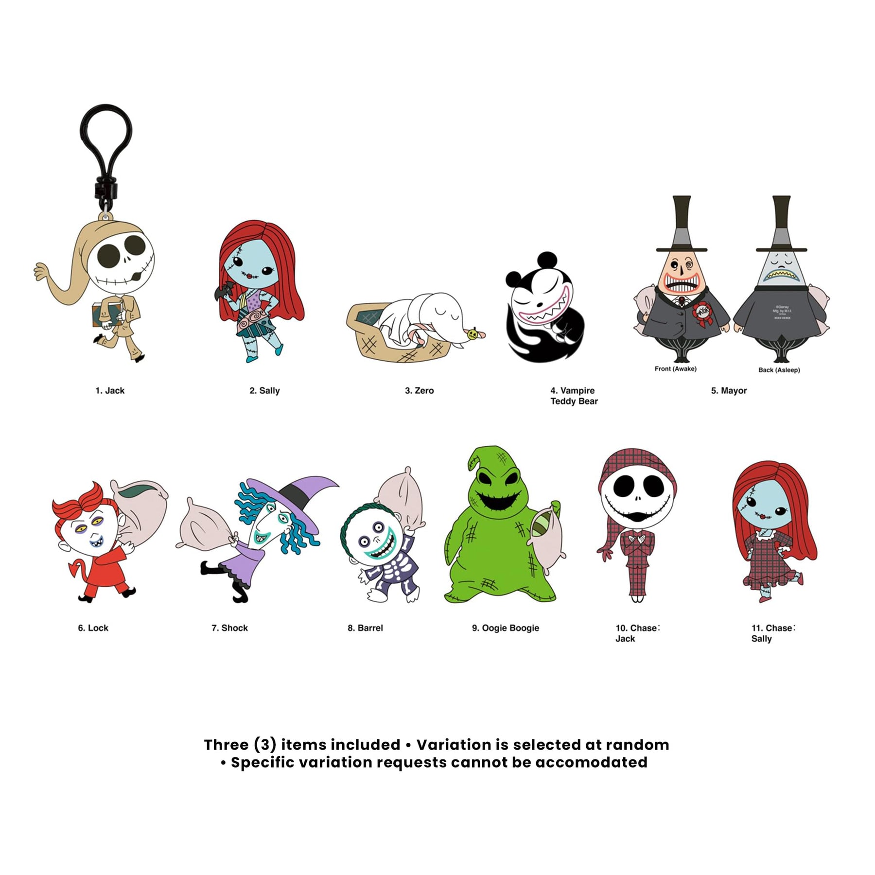 The Nightmare Before Christmas Series 11 Blind Bag 3D Foam Bag Clip | 3 Random