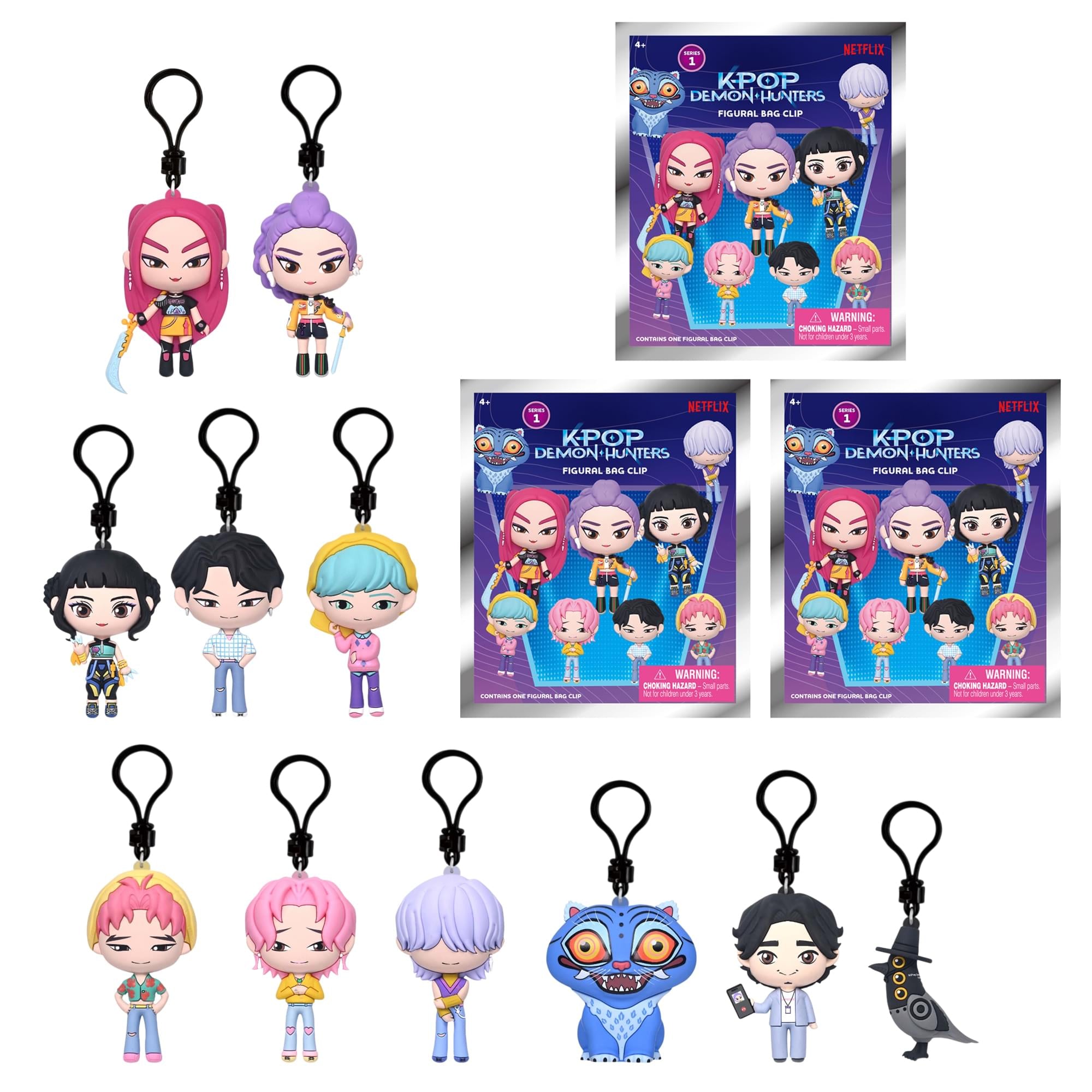K-Pop Demon Hunters Series 1 Blind Bag 3D Foam Bag Clip | 3 Random