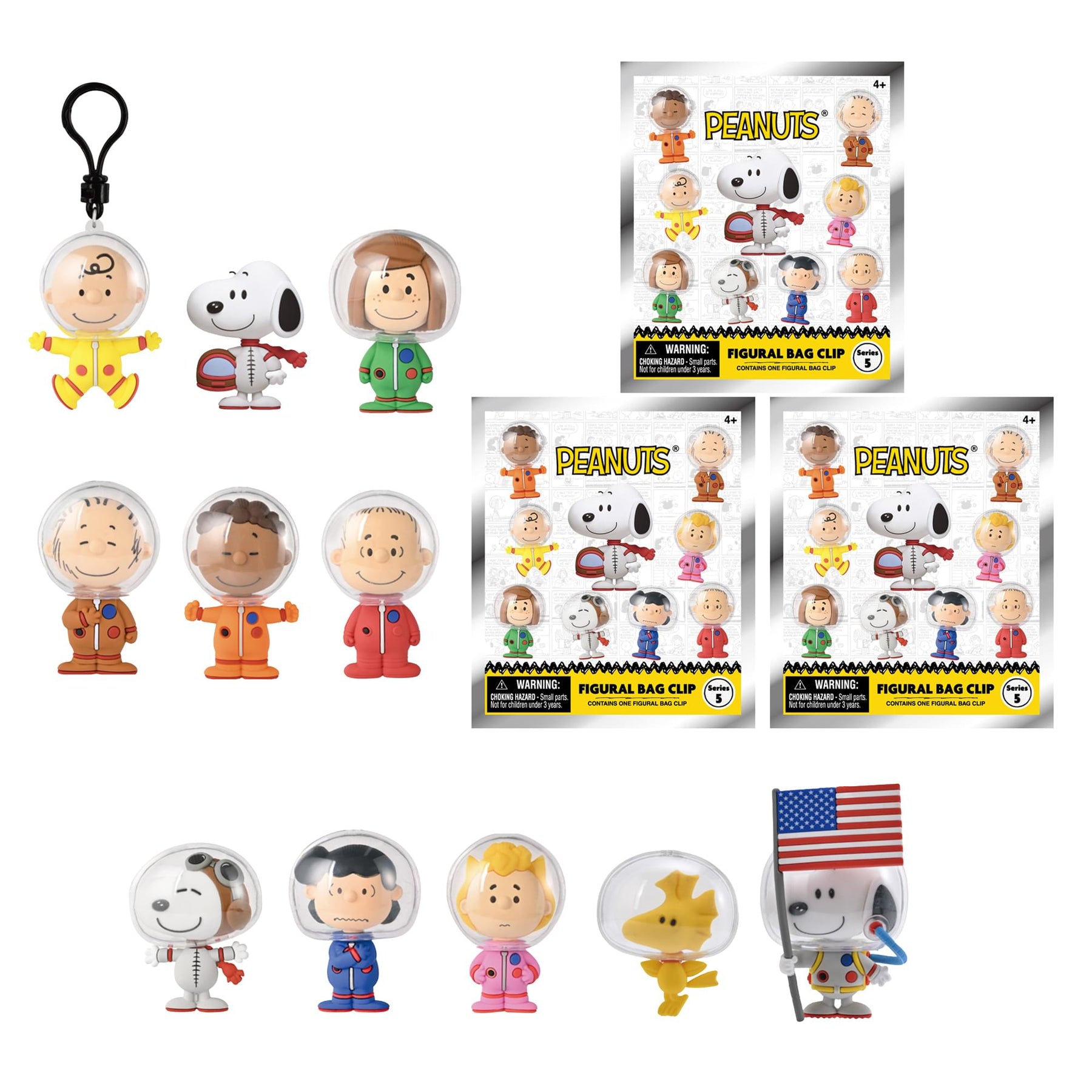 Peanuts Space Series 5 Blind Bag 3D Foam Bag Clip | 3 Random