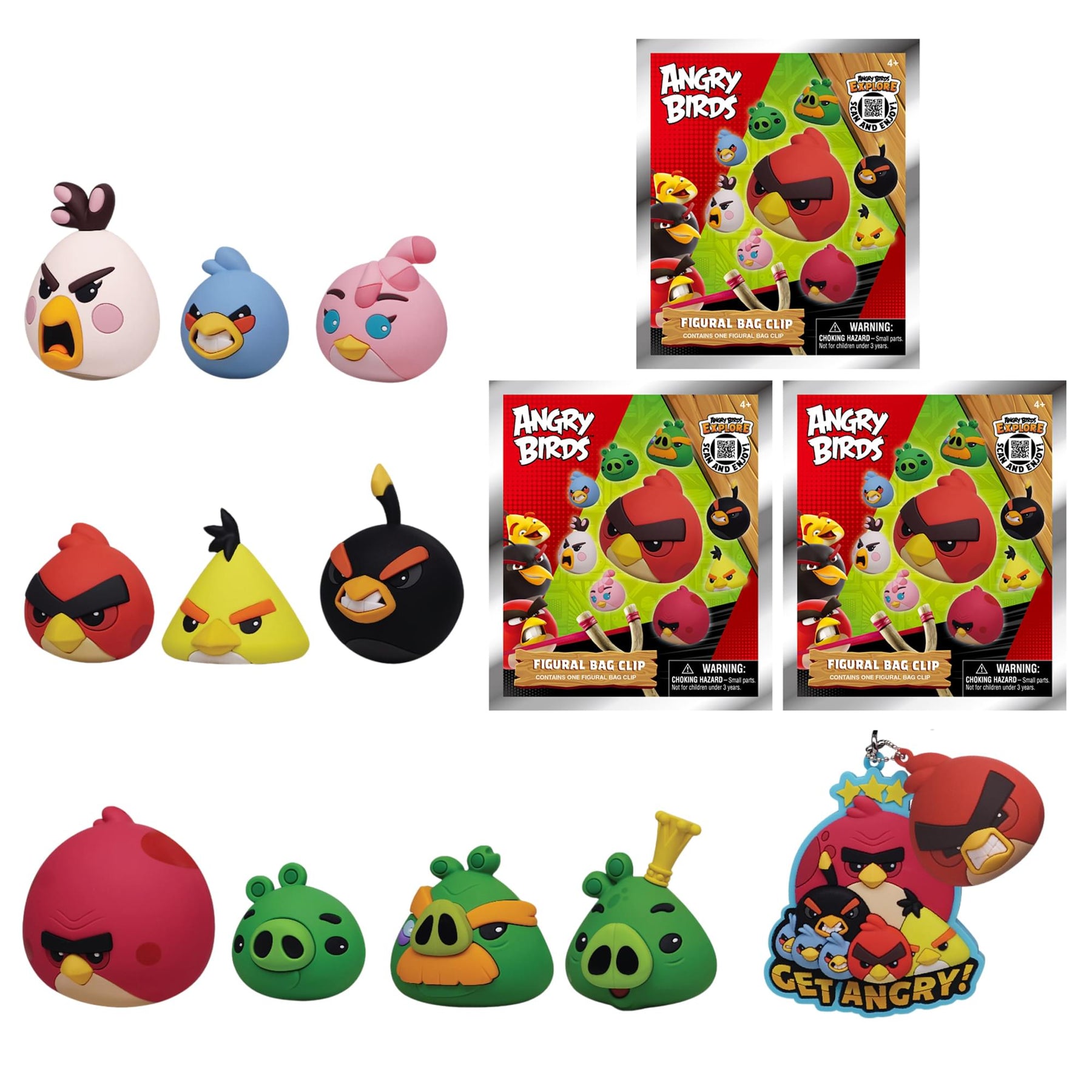 Angry Birds Series 1 Blind Bag 3D Foam Bag Clip | 3 Random