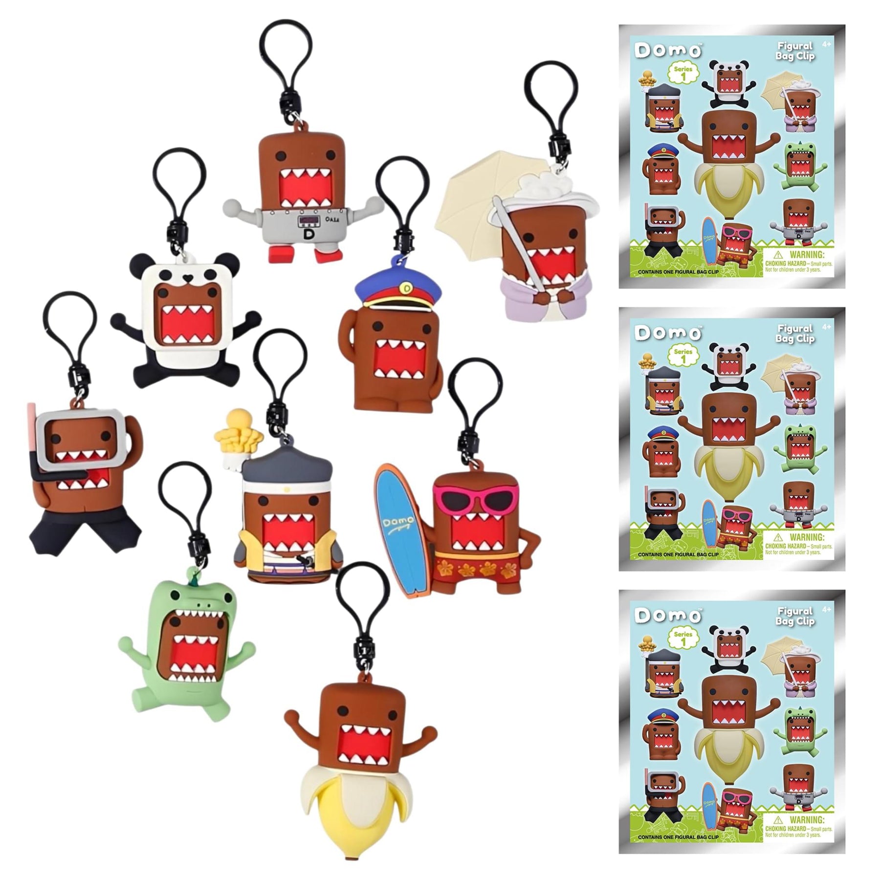 Domo-Kun Series 1 Blind Bag 3D Foam Bag Clip | Set Of 3