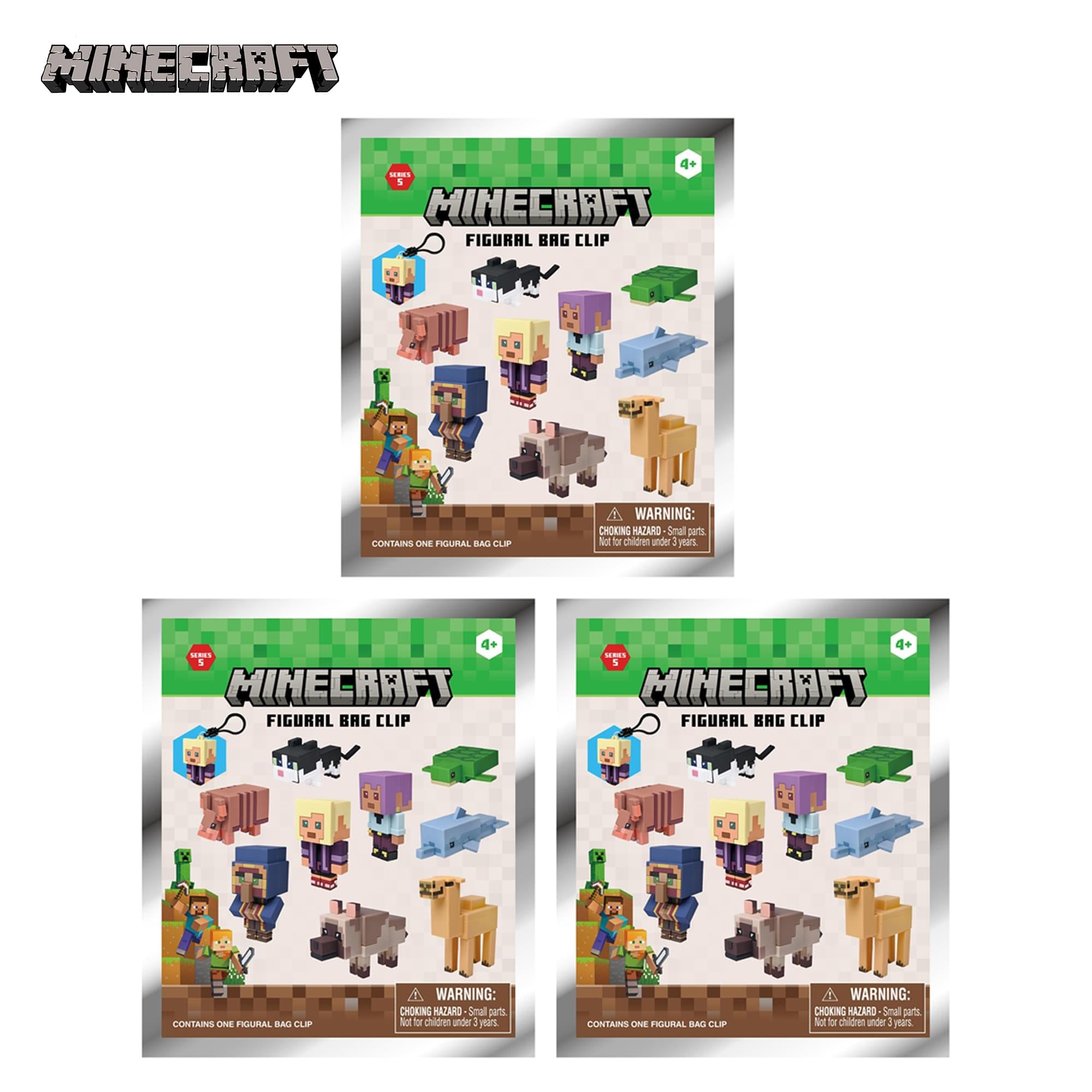 Minecraft Series 5 Blind Bag 3D Foam Bag Clip | 3 Random