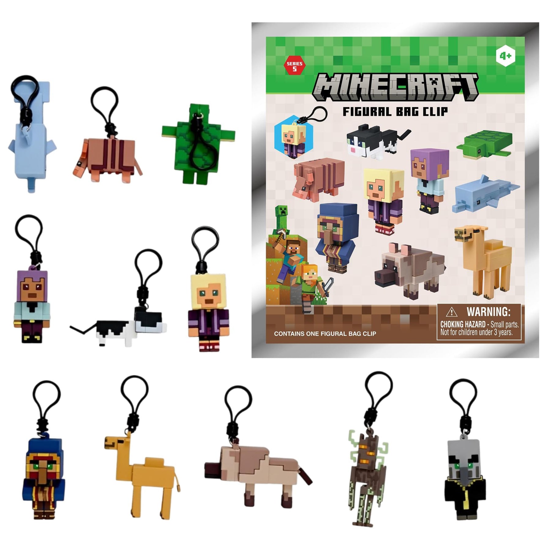 Minecraft Series 5 Blind Bag 3D Foam Bag Clip | One Random