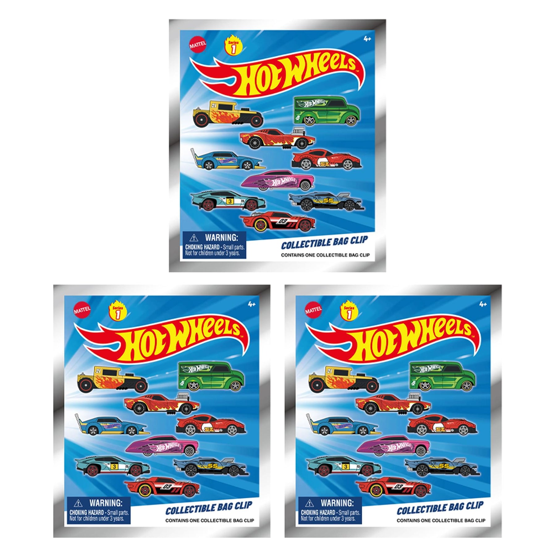 Hot Wheels Series 1 Blind Bag 3D Foam Bag Clip | 3 Random