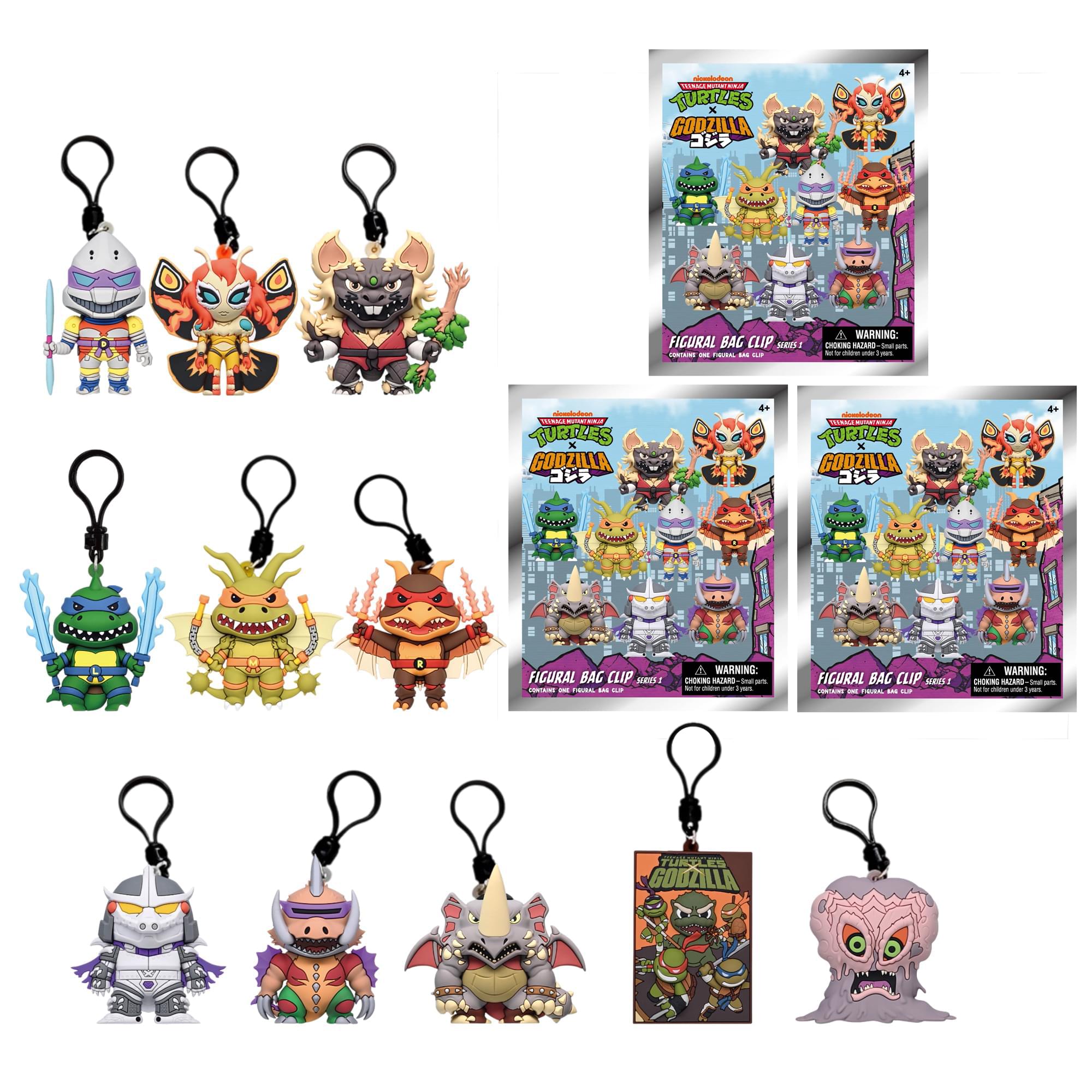 TMNT X Godzilla Blind Bag 3D Foam Bag Clip | Set Of 3