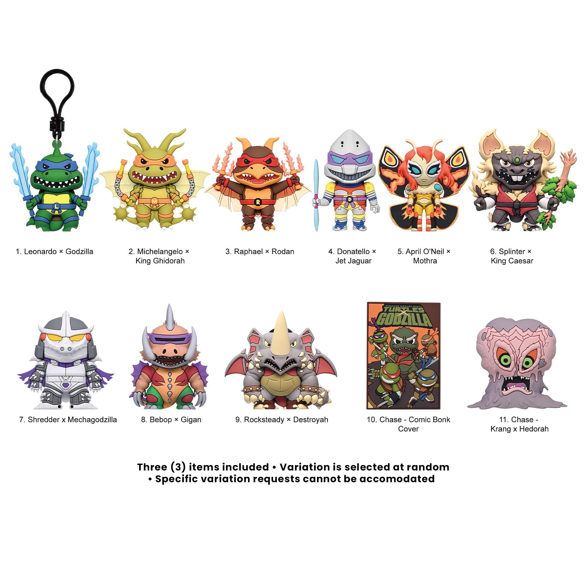 TMNT X Godzilla Blind Bag 3D Foam Bag Clip | Set Of 3