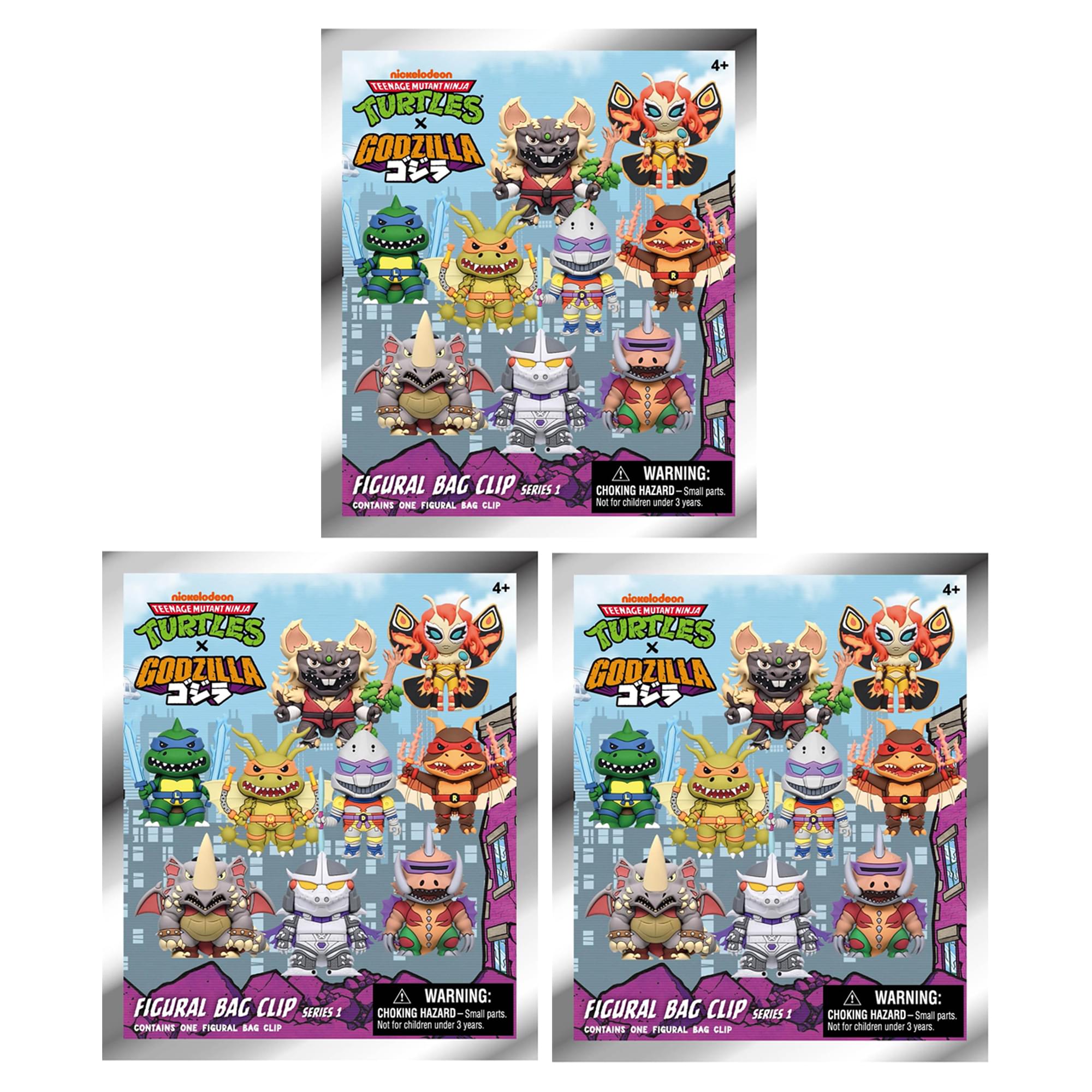 TMNT X Godzilla Blind Bag 3D Foam Bag Clip | Set Of 3